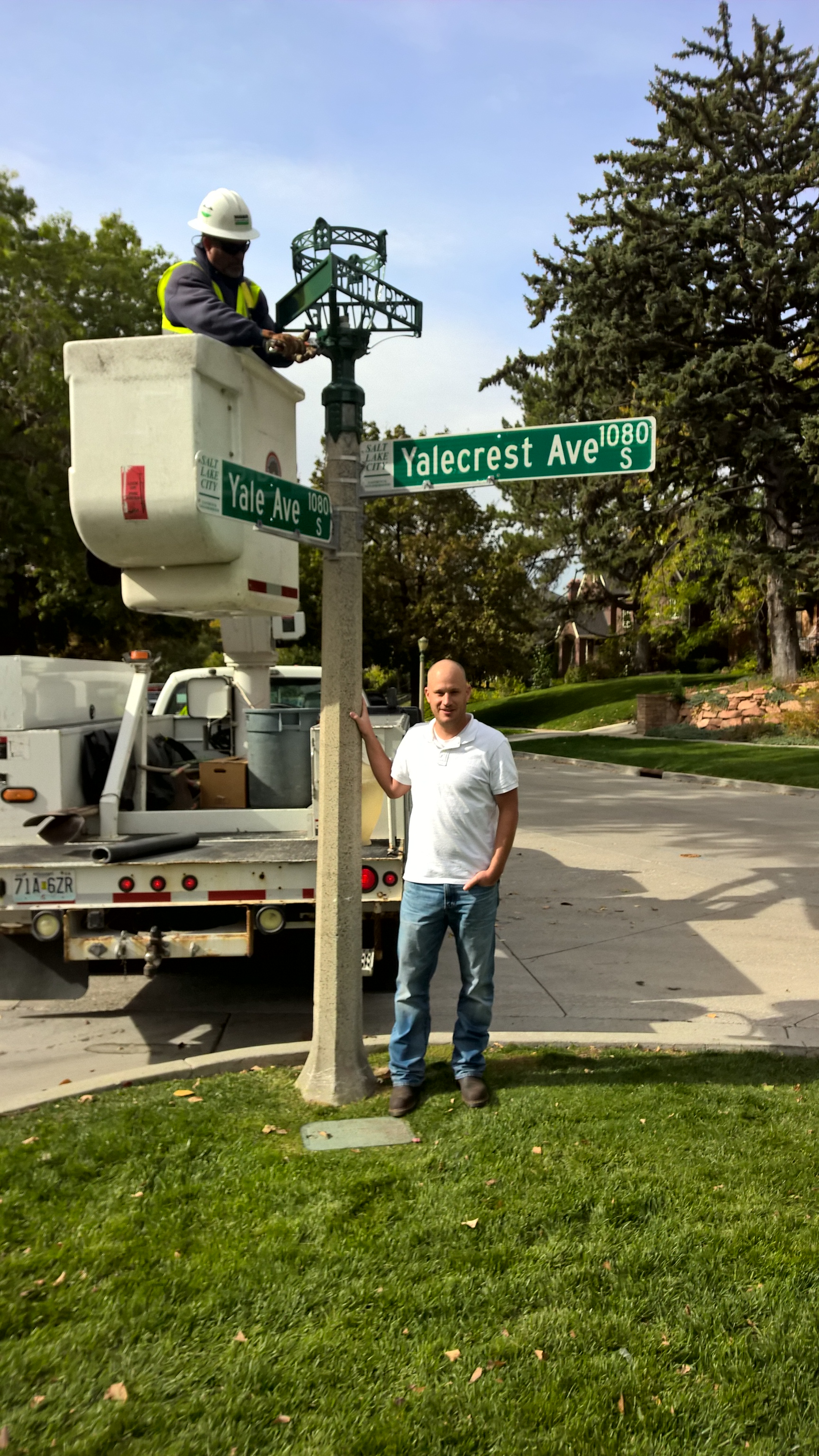 Street Lighting Program Manager Dave and installer Tony. Thank you to both for their support and coordination.